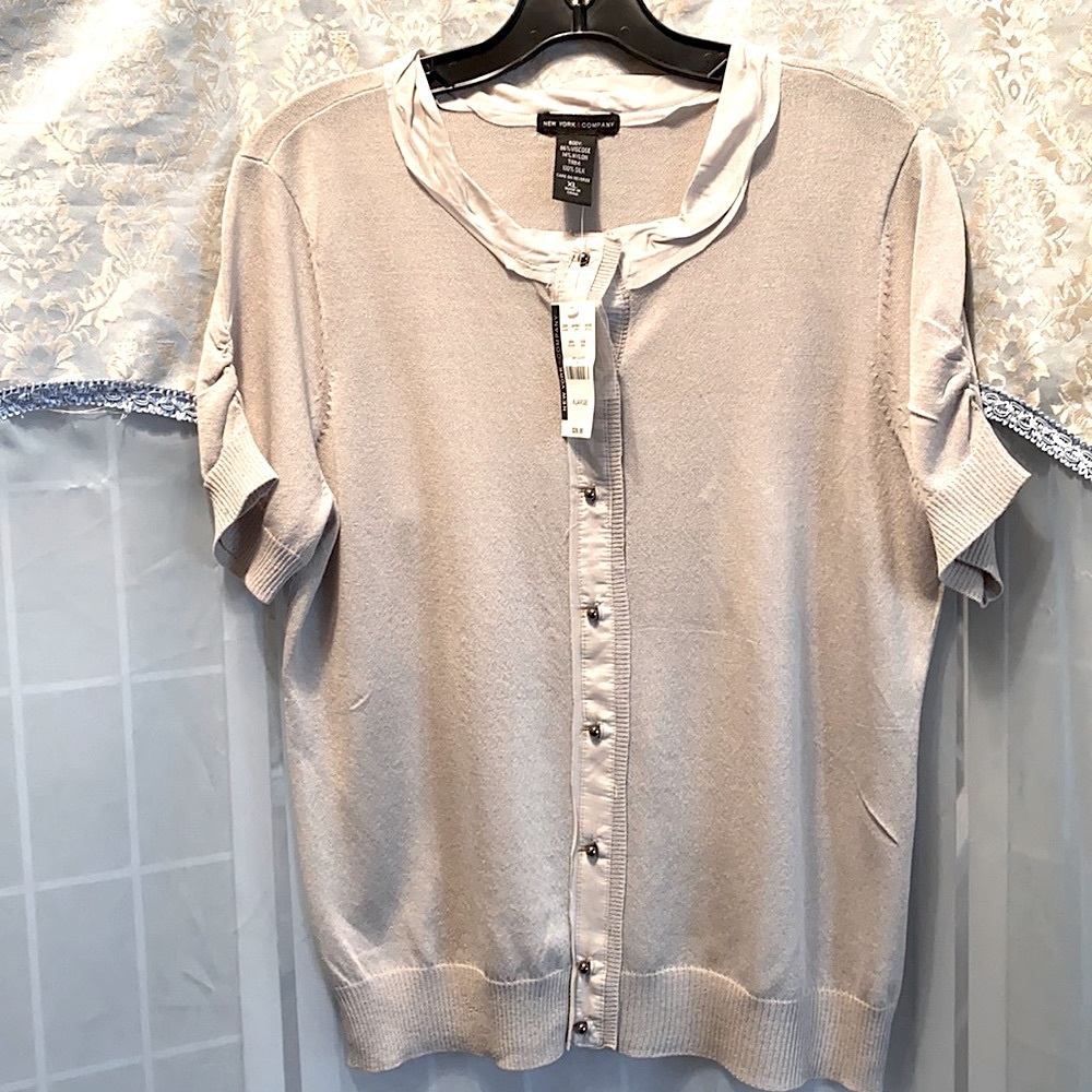 NWT NEW YORK & COMPANY GREY SH SLV SWEATER SZ XL